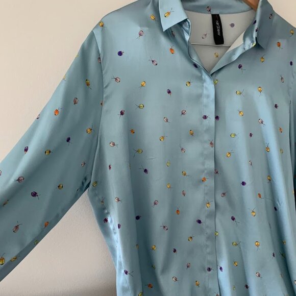 Elegant Marc Cain Luxury Silk Blouse-Ladybug Whimsy - Picture 2 of 8